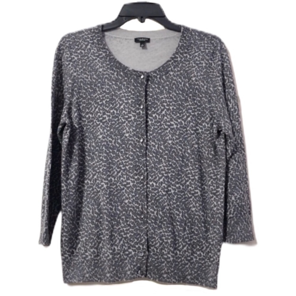Talbots Animal Print Thin Button Up Sweater
